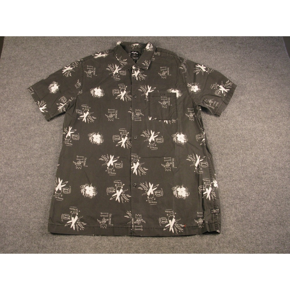 Billabong Basquiat Warhol Collab Mens Short Sleeve Button Up Shirt Large Gray